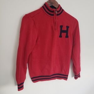Tommy Hilfiger Varsity Sweater Red Blue 100% Cotton Boys Size Medium 12/14